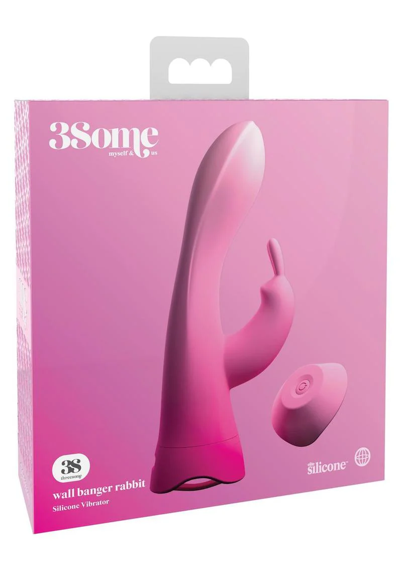 3Some Wall Banger Rabbit Silicone Vibrator USB Rechargeable Suction Cup Wireless Remote Splashproof - Image 2