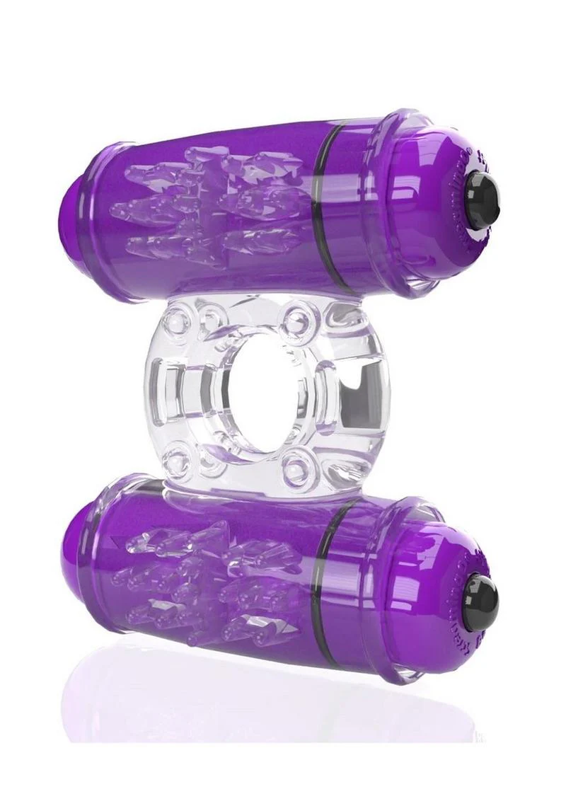 4t Double Wammy Silicone Rechargeable Dual Vibrating Couples Cock Ring - Image 12