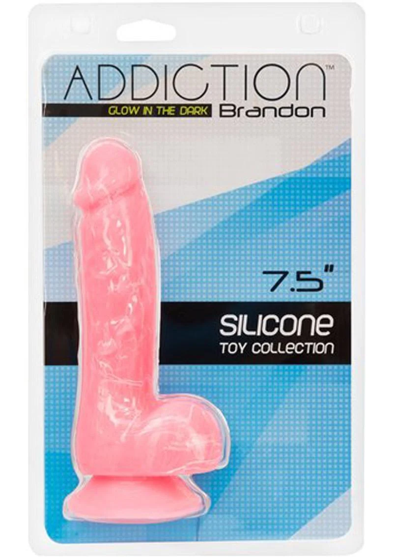 Addiction Toy Collection Brandon Silicone Glow In The Dark Dildo with Balls - Image 2