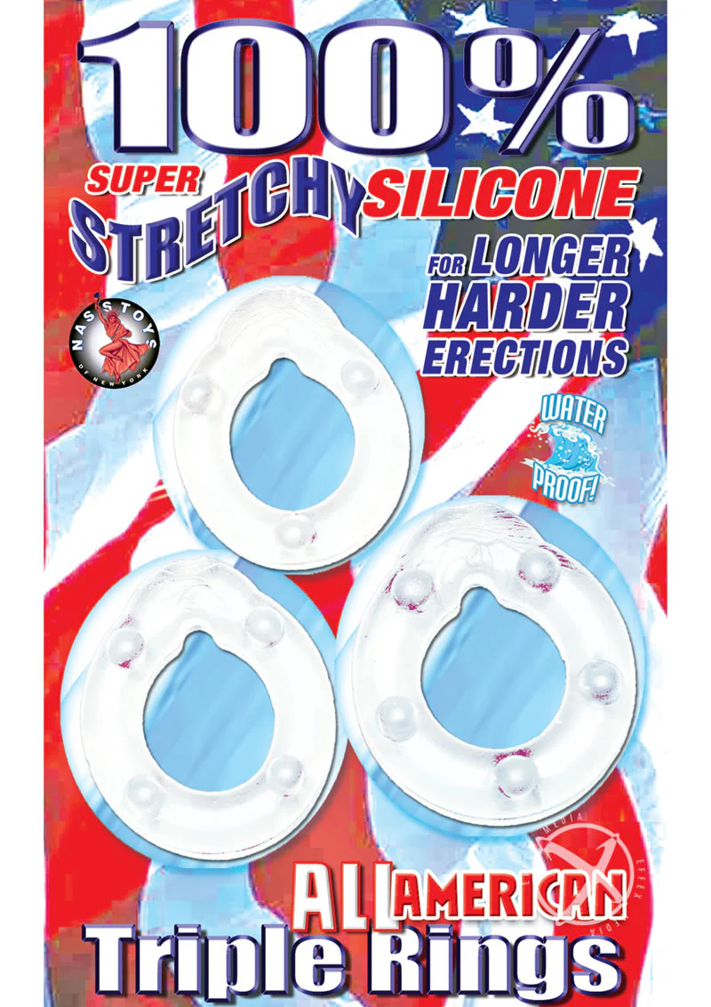 All American Triple Rings Silicone Cock Ring - Image 2