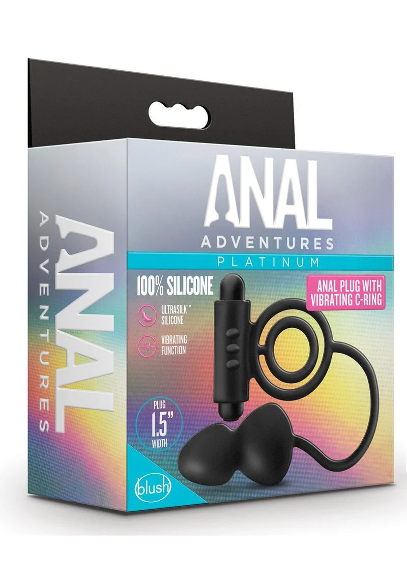 Anal Adventures Platinum Silicone Anal Plug with Vibrating Cock Ring - Image 2