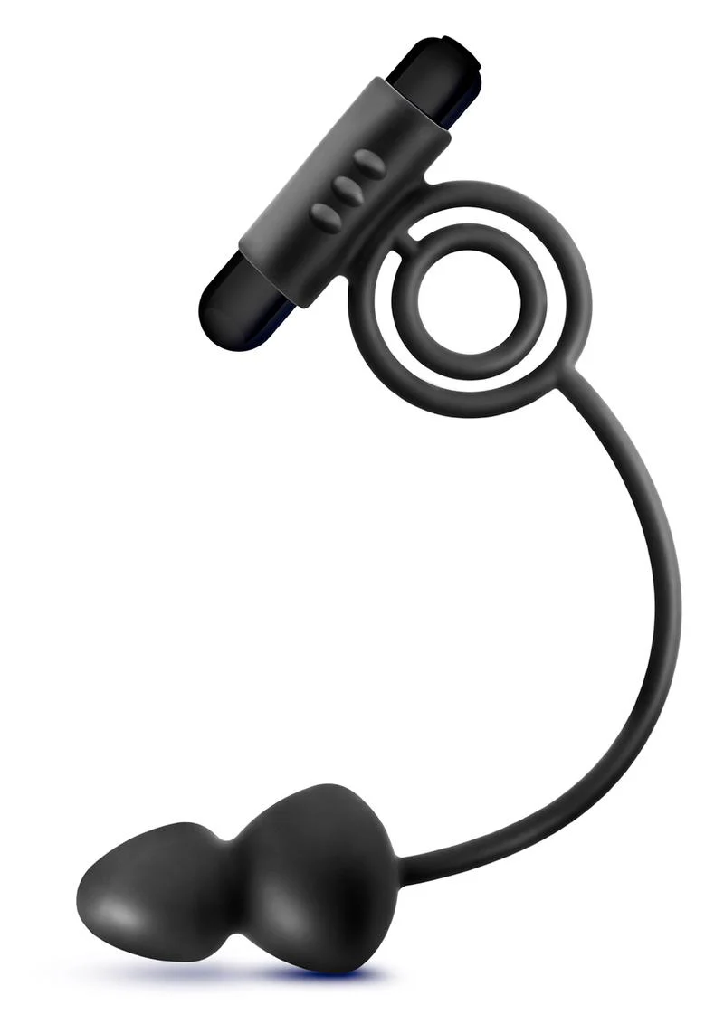 Anal Adventures Platinum Silicone Anal Plug with Vibrating Cock Ring - Image 3