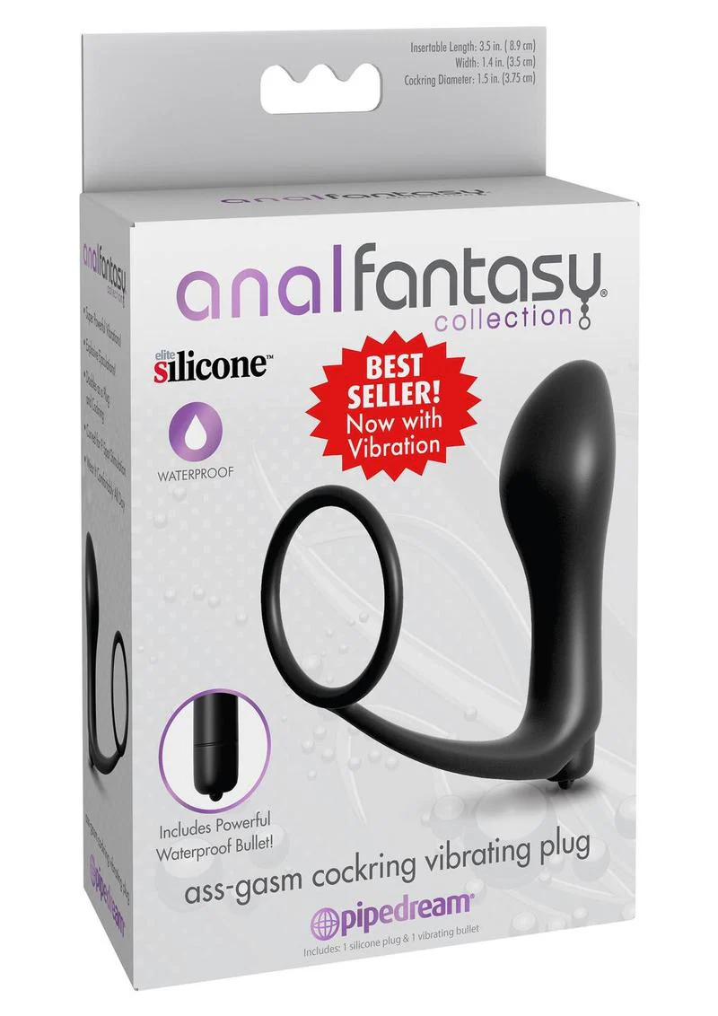 Anal Fantasy Collection Ass-Gasm Cockring Vibrating Plug Kit Silicone Waterproof - Image 2
