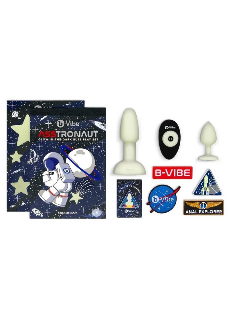 B-Vibe Asstronaut Glow In The Dark Rechargeable Silicone Anal Play Set with Remote - Image 2