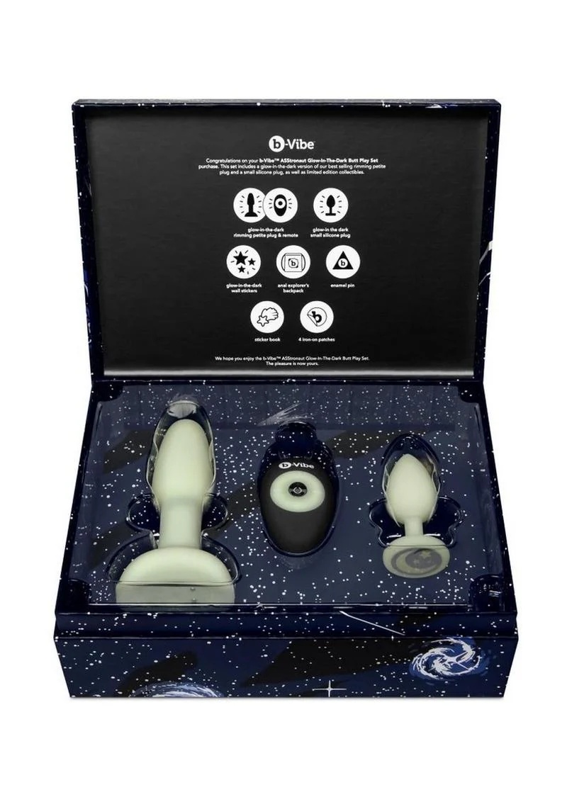 B-Vibe Asstronaut Glow In The Dark Rechargeable Silicone Anal Play Set with Remote - Image 3