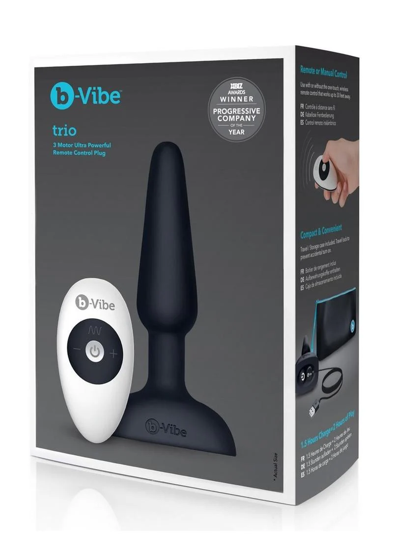B-Vibe Trio Plug Rechargeable Silicone Anal Plug with Remote Control - Image 2