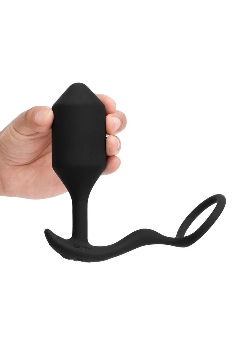 B-Vibe Vibrating Snug and Tug Rechargeable Silicone Cock Ring Andamp; Anal Plug - Image 5