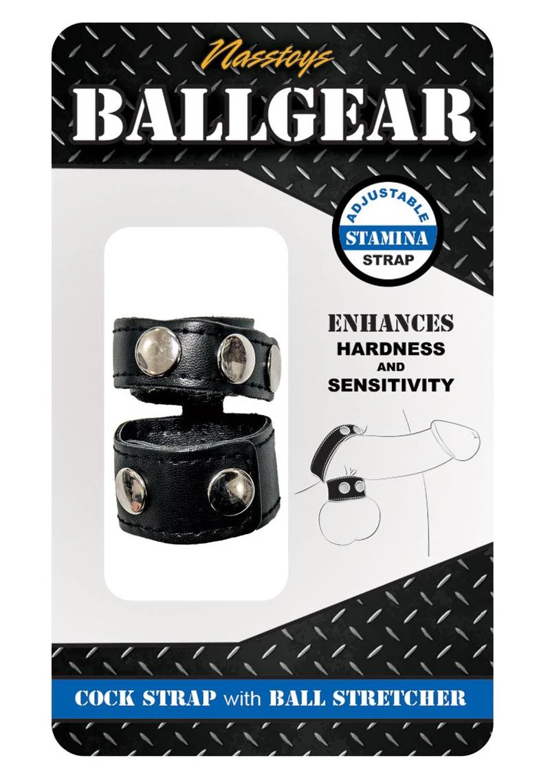 Ballgear Pu Leather Cock Strap with Iron Ball Stretcher - Image 2