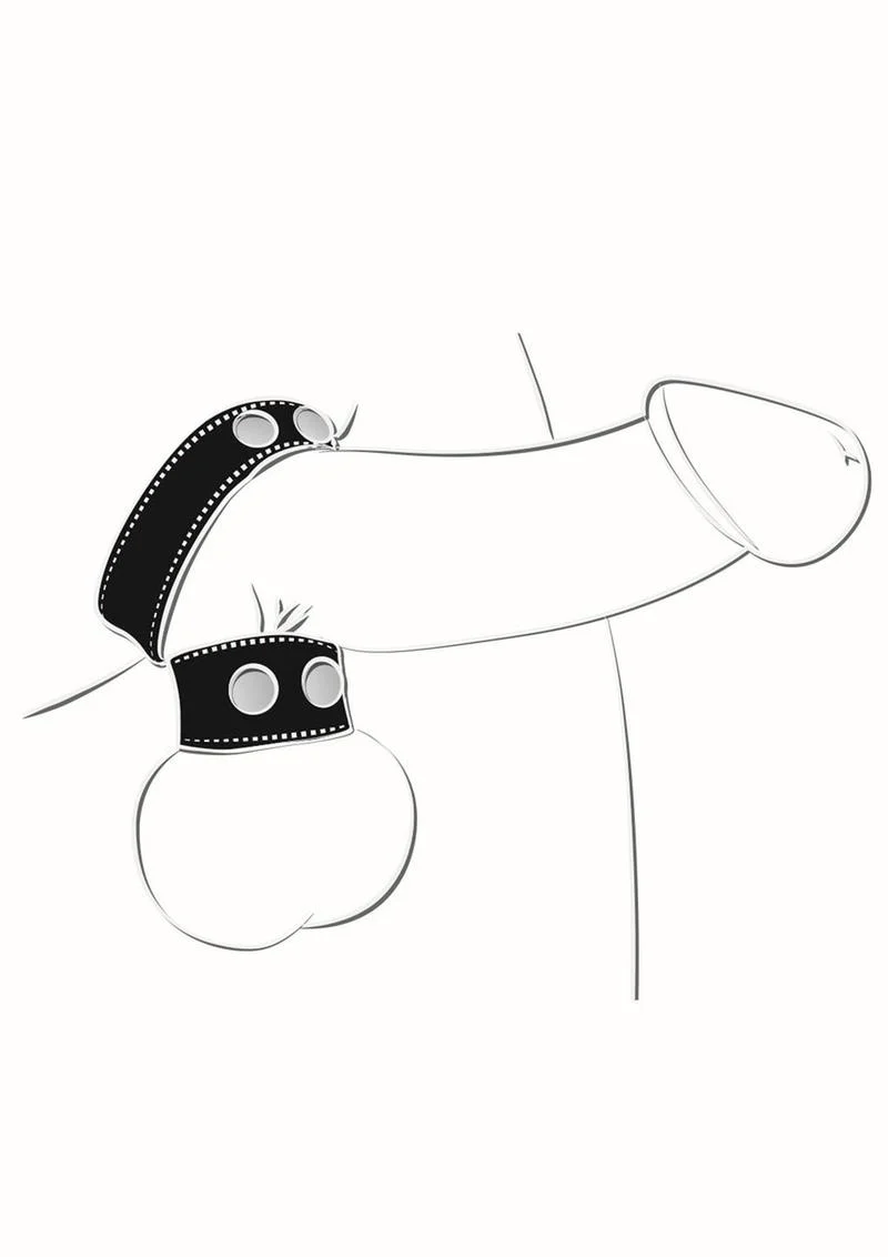 Ballgear Pu Leather Cock Strap with Iron Ball Stretcher - Image 3