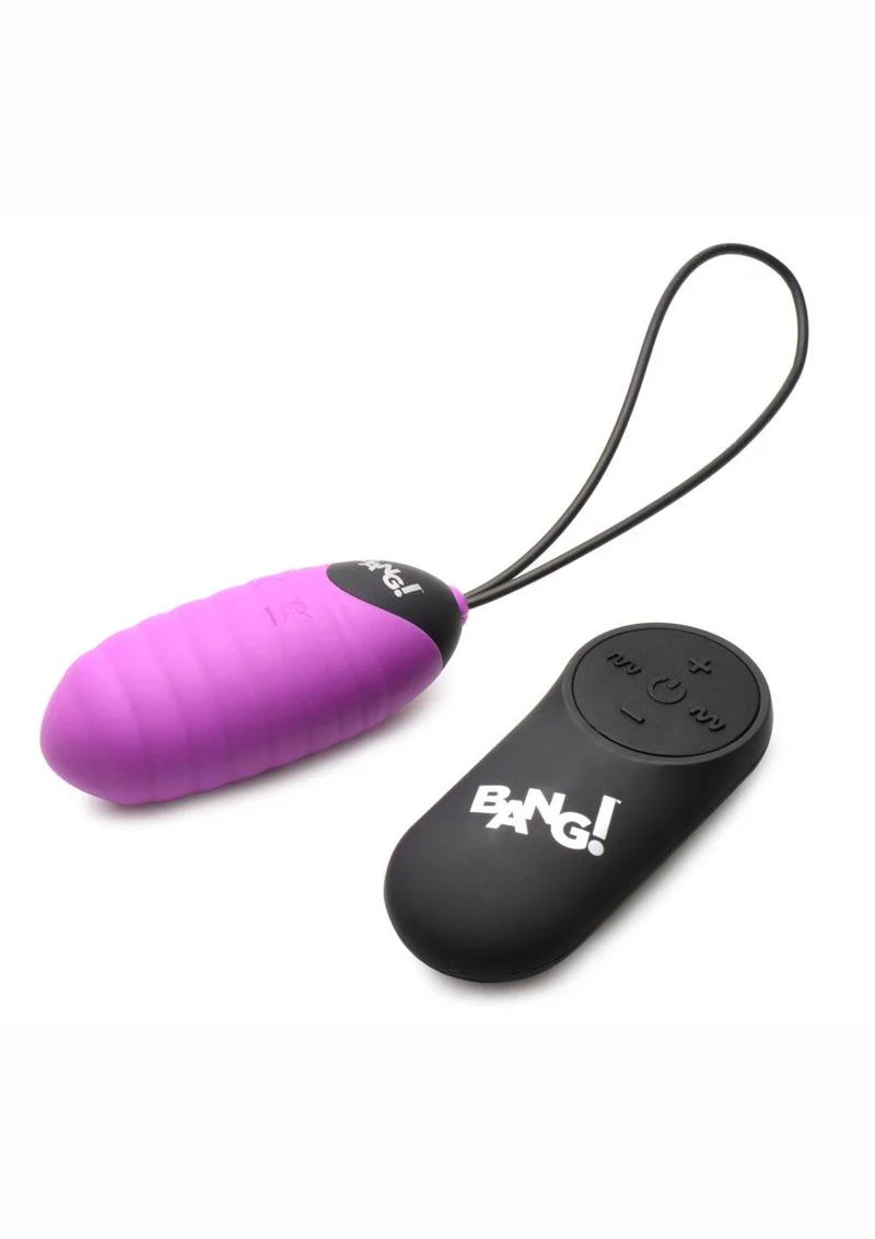 Bang! 28x Ribbed Rechargeable Silicone Egg with Remote Control - Image 3