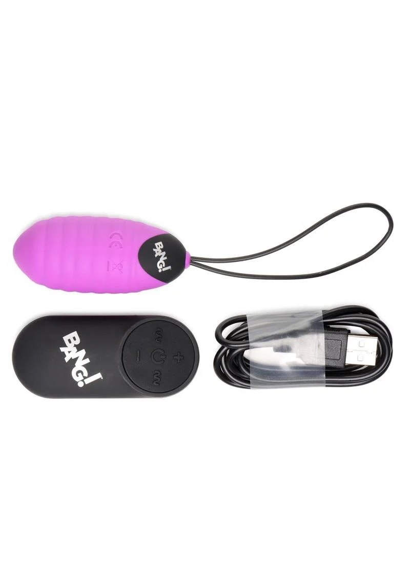 Bang! 28x Ribbed Rechargeable Silicone Egg with Remote Control - Image 4