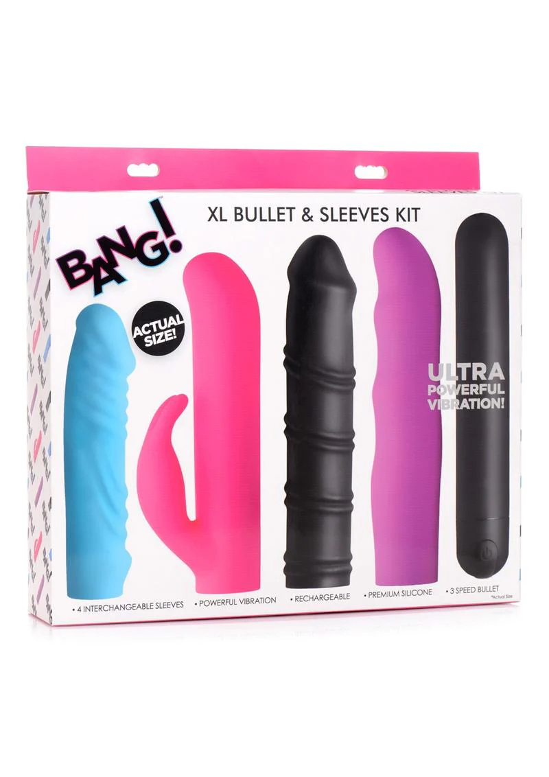 Bang! 4-In-1 XL Silicone Rechargeable Bullet Vibrator and Sleeve Kit - Image 2