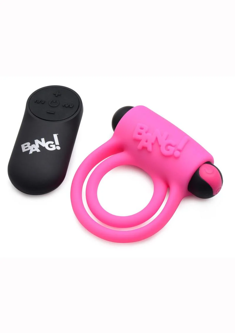 Bang! Silicone Rechargeable Cock Ring and Bullet with Remote Control - Image 3