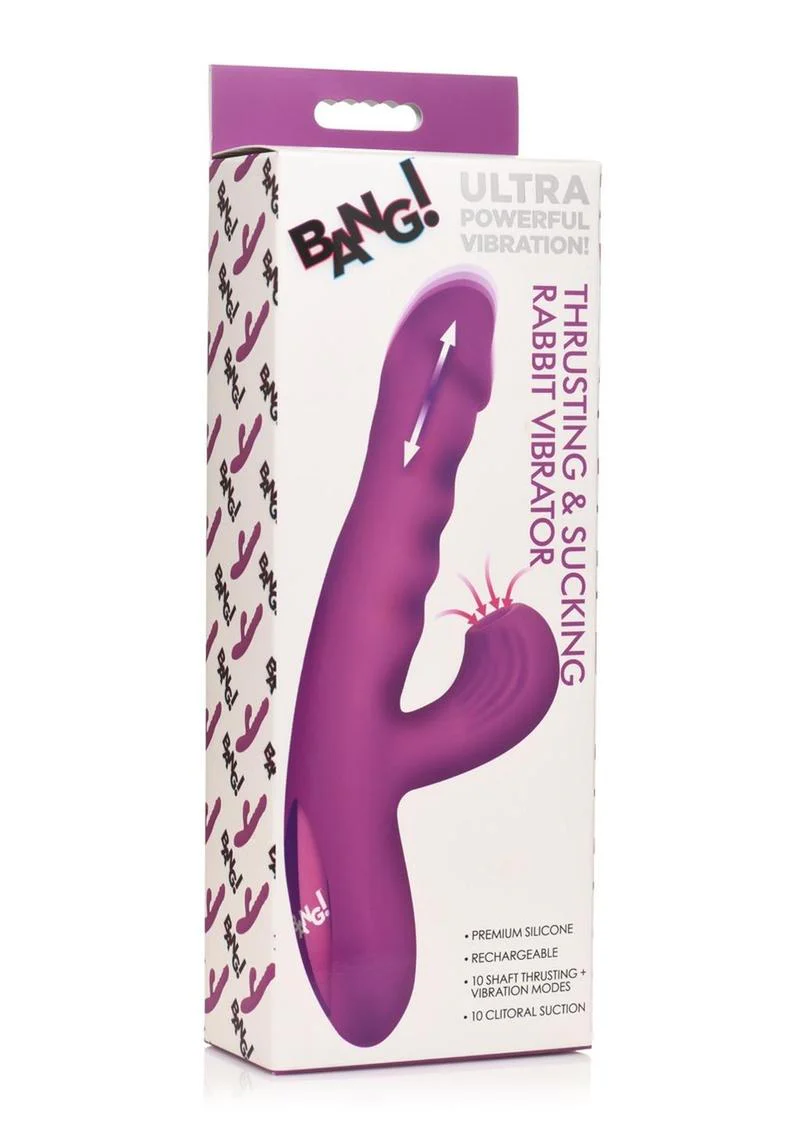Bang! Thrusting and Sucking Rechargeable Silicone Rabbit Vibrator - Image 2