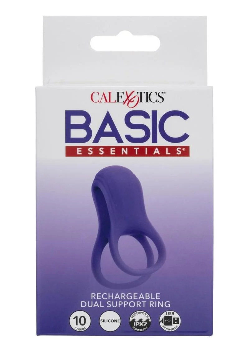 Basic Essentials Rechargeable Dual Support Silicone Cock Ring - Image 2