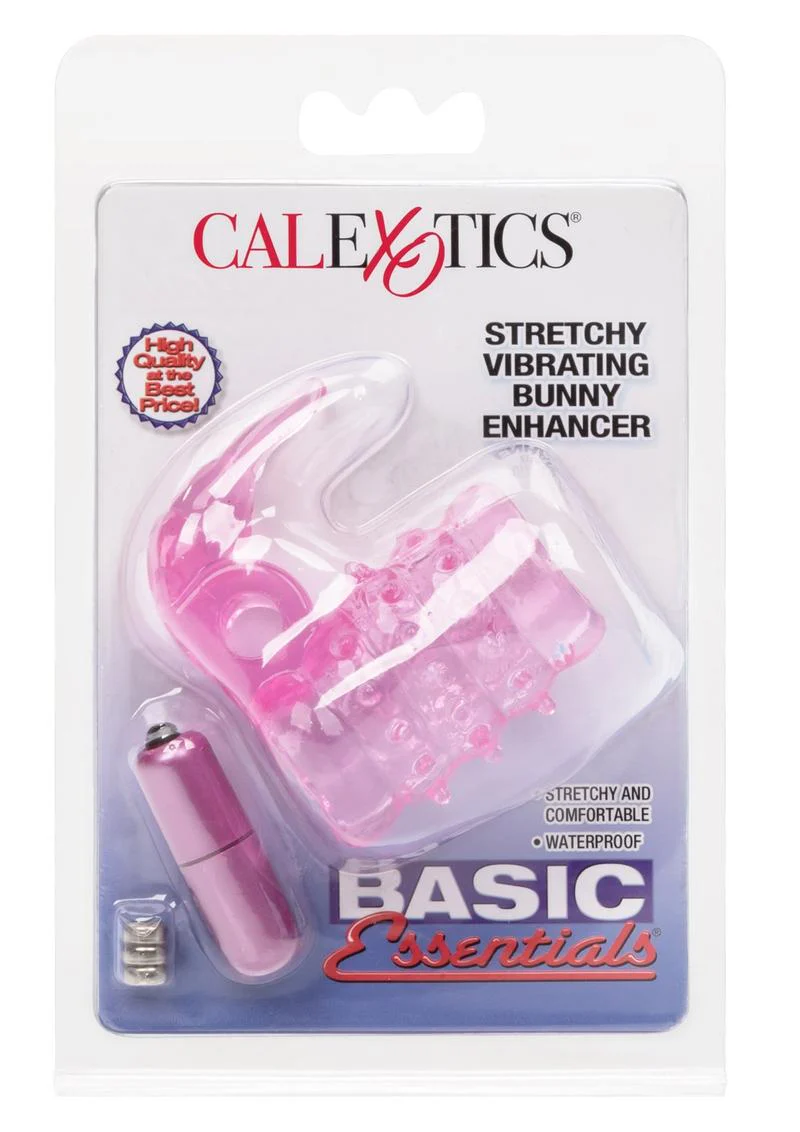 Basic Essentials Stretchy Vibrating Bunny Enhancer Cock Ring with Clitoral Stimulation - Image 2