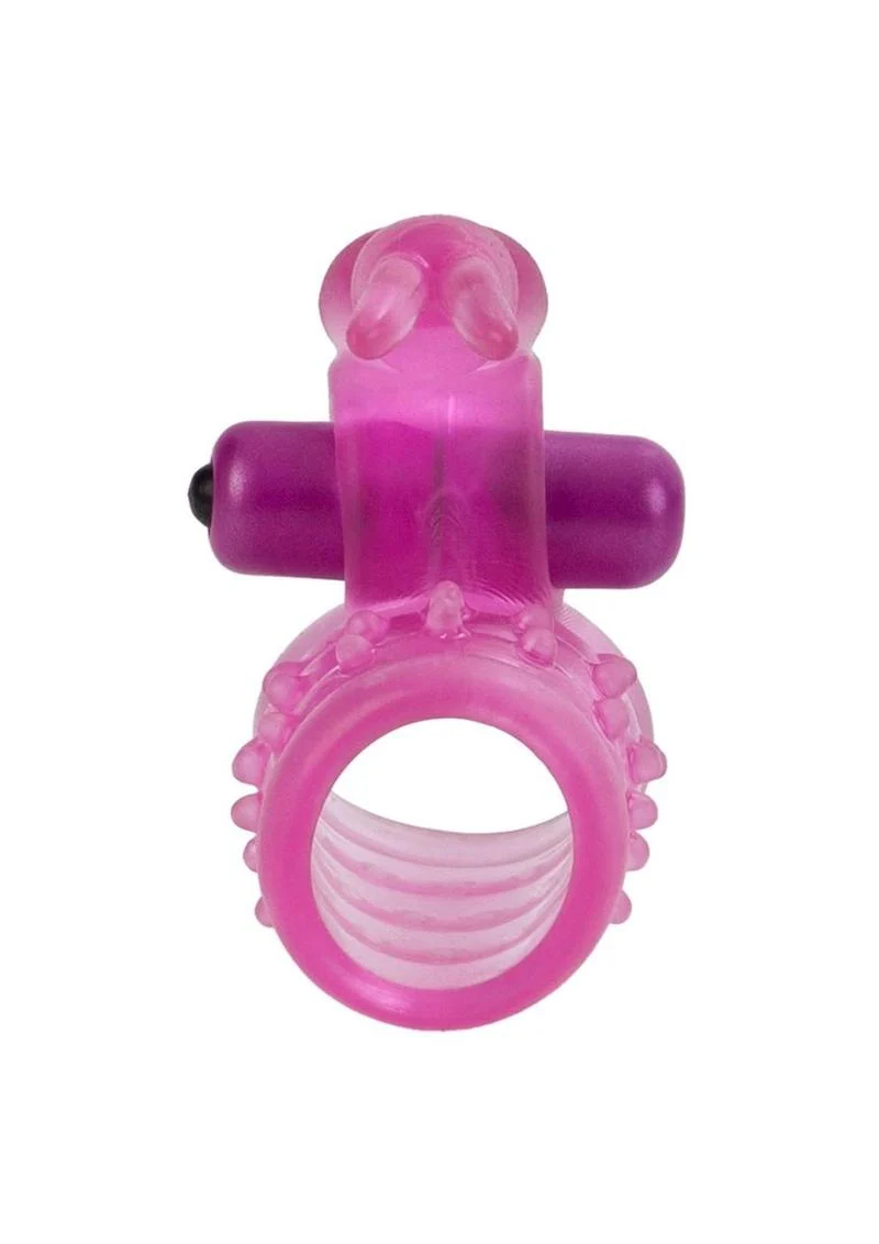 Basic Essentials Stretchy Vibrating Bunny Enhancer Cock Ring with Clitoral Stimulation - Image 4