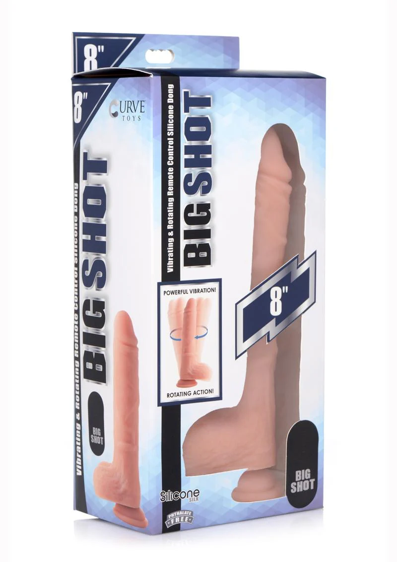 Big Shot Silicone Vibrating and Twirling Remote Control Rechargeable Dildo with Balls - Image 3