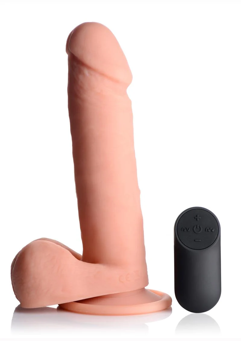 Big Shot Silicone Vibrating Remote Control Rechargeable Dildo with Balls - Image 2