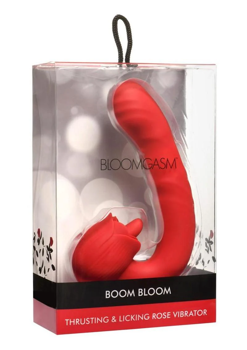 Bloomgasm Boom Bloom Thrusting and Licking Rechargeable Silicone Rose Vibrator - Image 2