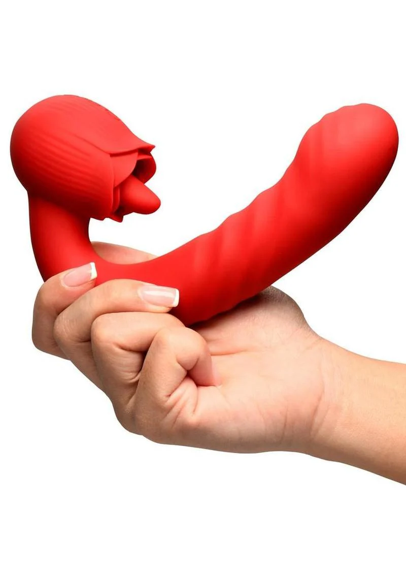 Bloomgasm Boom Bloom Thrusting and Licking Rechargeable Silicone Rose Vibrator - Image 4