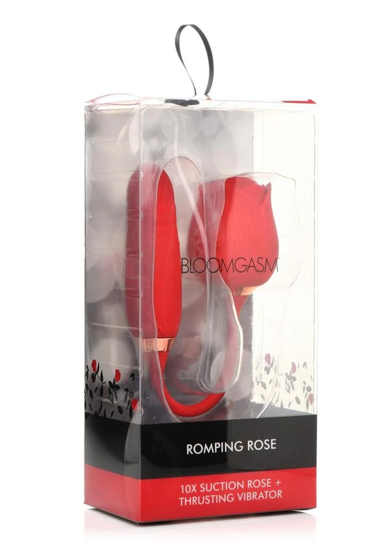 Bloomgasm Romping Rose 10x Rechargeable Silicone Suction Rose and Thrusting Vibrator - Image 2
