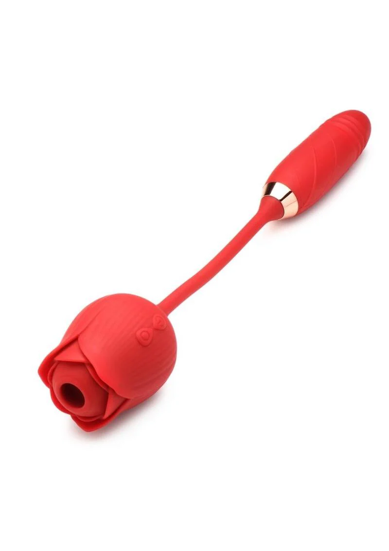 Bloomgasm Romping Rose 10x Rechargeable Silicone Suction Rose and Thrusting Vibrator - Image 3