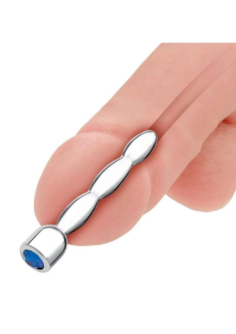 Blue Line Bling Bling Wavy Penis Plug 2in - Stainless - Image 4