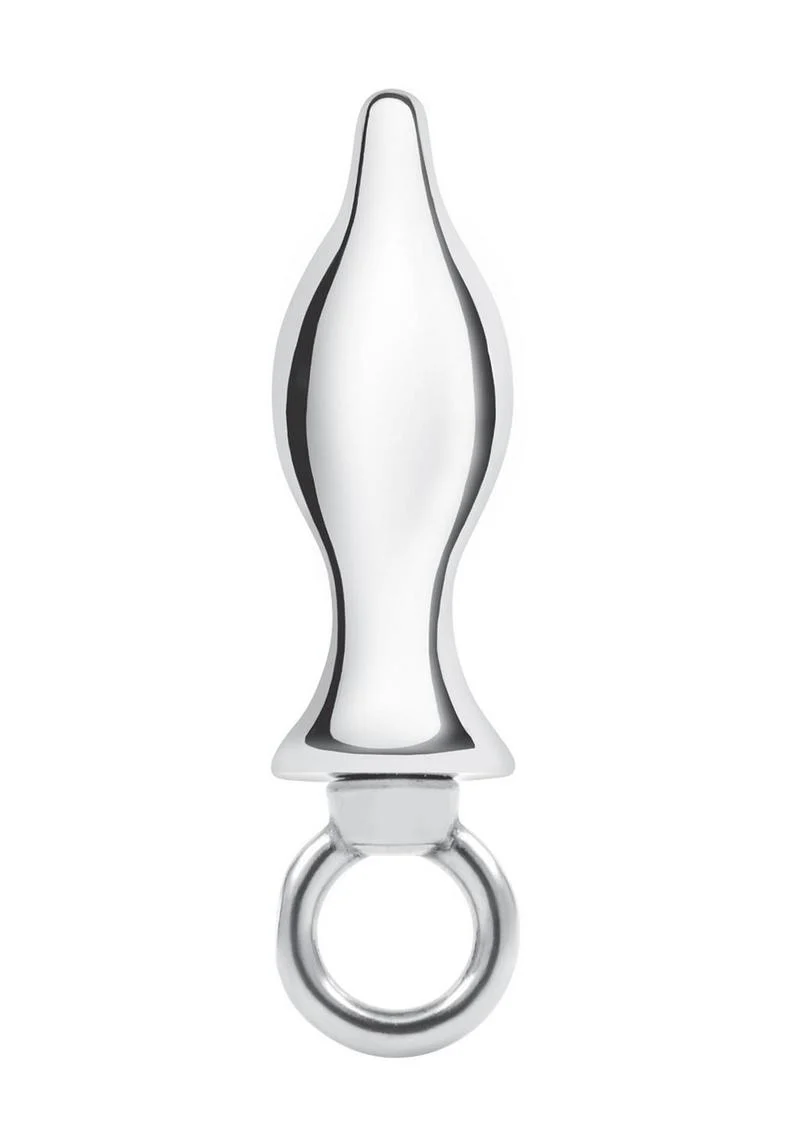 Blue Line Metal Tapered Butt Plug with Loop Hardware 2.5in - Stainless