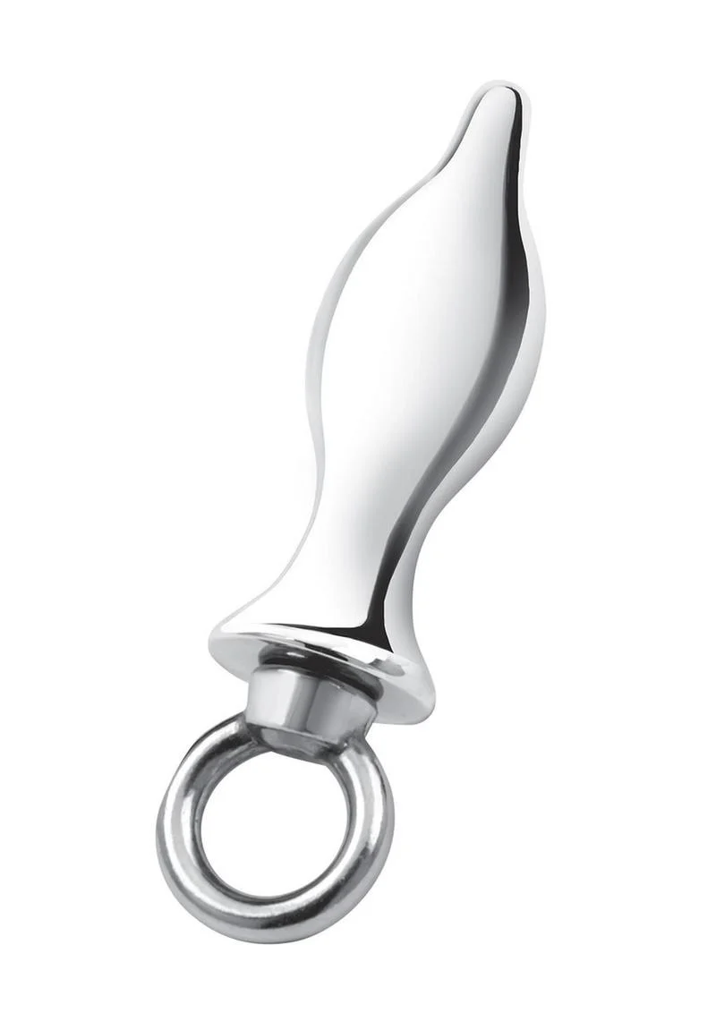 Blue Line Metal Tapered Butt Plug with Loop Hardware 2.5in - Stainless - Image 3