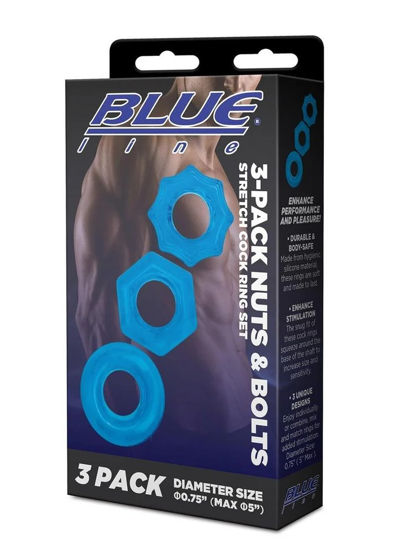 Blue Line Nuts and Bolts Stretch Cock Ring - Image 2