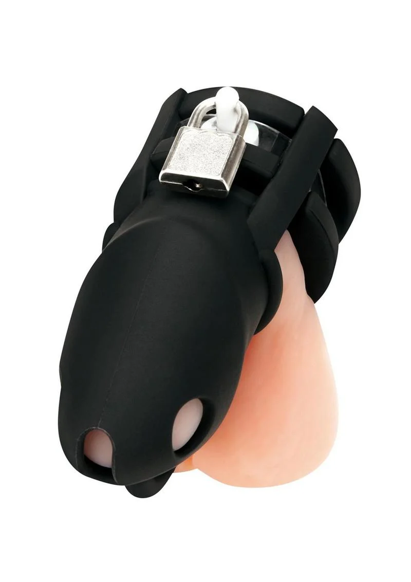 Blue Line Silicone Cock Cage with Ball Divider - Image 2
