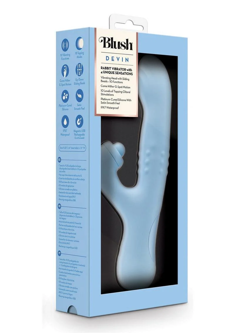 Blush Devin Rechargeable Silicone Rabbit Vibrator - Image 2