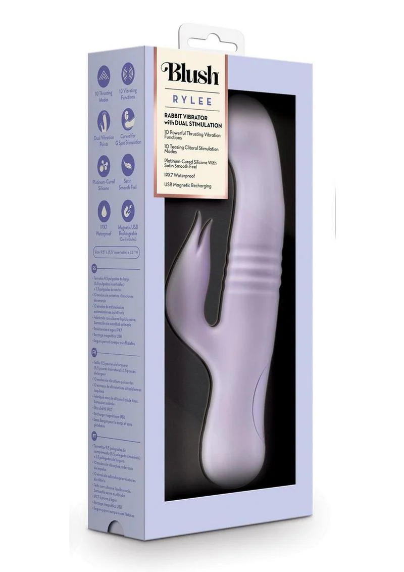 Blush Rylee Rechargeable Silicone Rabbit Vibrator - Image 2