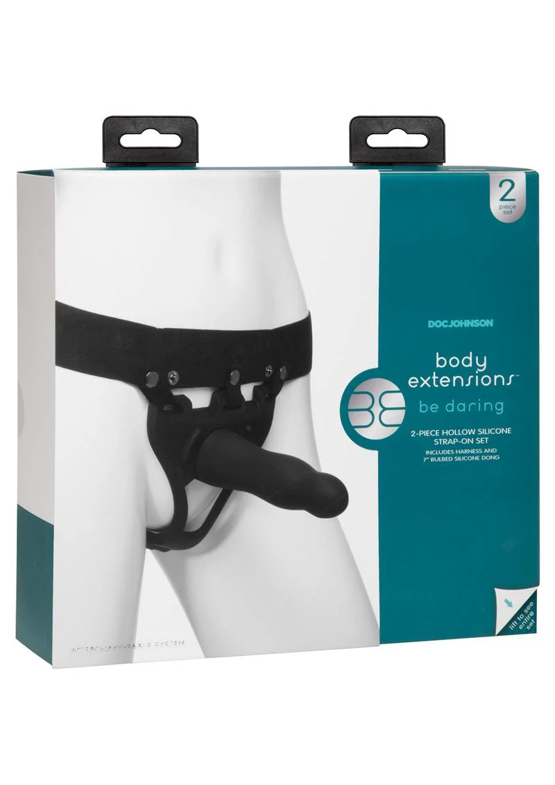 Body Extensions Be Daring Silicone Strap-On Harness with Hollow Dildo - Image 2