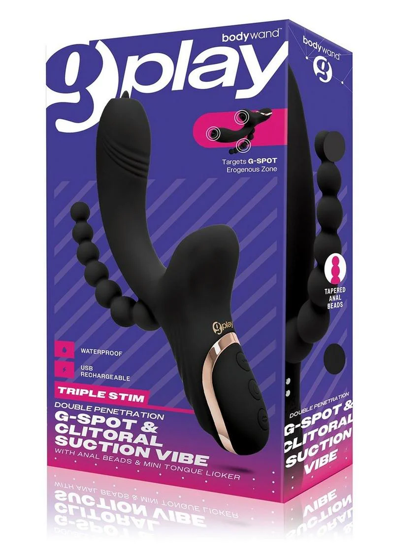 Bodywand G-Play Rechargeable Silicone G-Spot and Suction Vibrator with Anal Beads - Image 2
