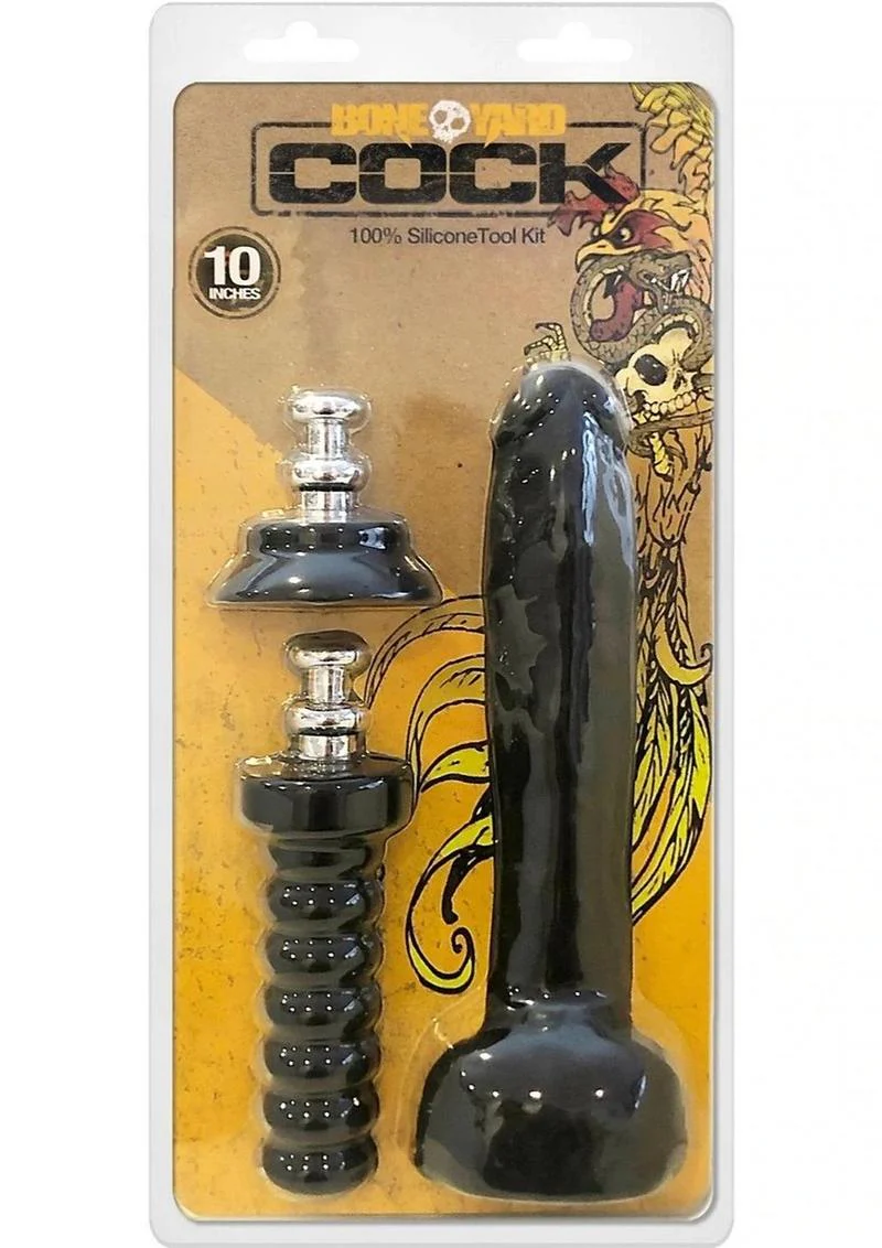 Boneyard Silicone Tool Kit Dildo with Balls 10in with Attachments - Image 2