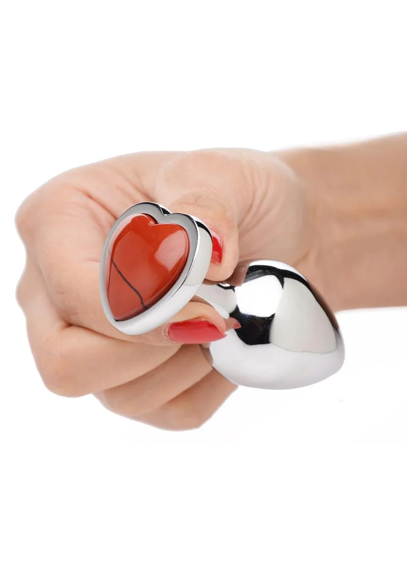 Booty Sparks Gemstones Red Jasper Heart Anal Plug - Image 6