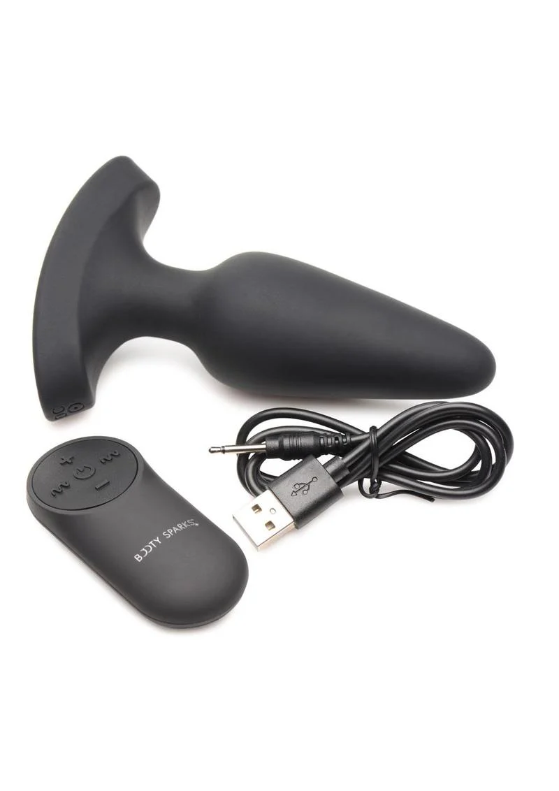 Booty Sparks Laser F... Me Rechargeable Silicone Anal Plug with Remote Control - Medium - Black with Red Light - Image 3