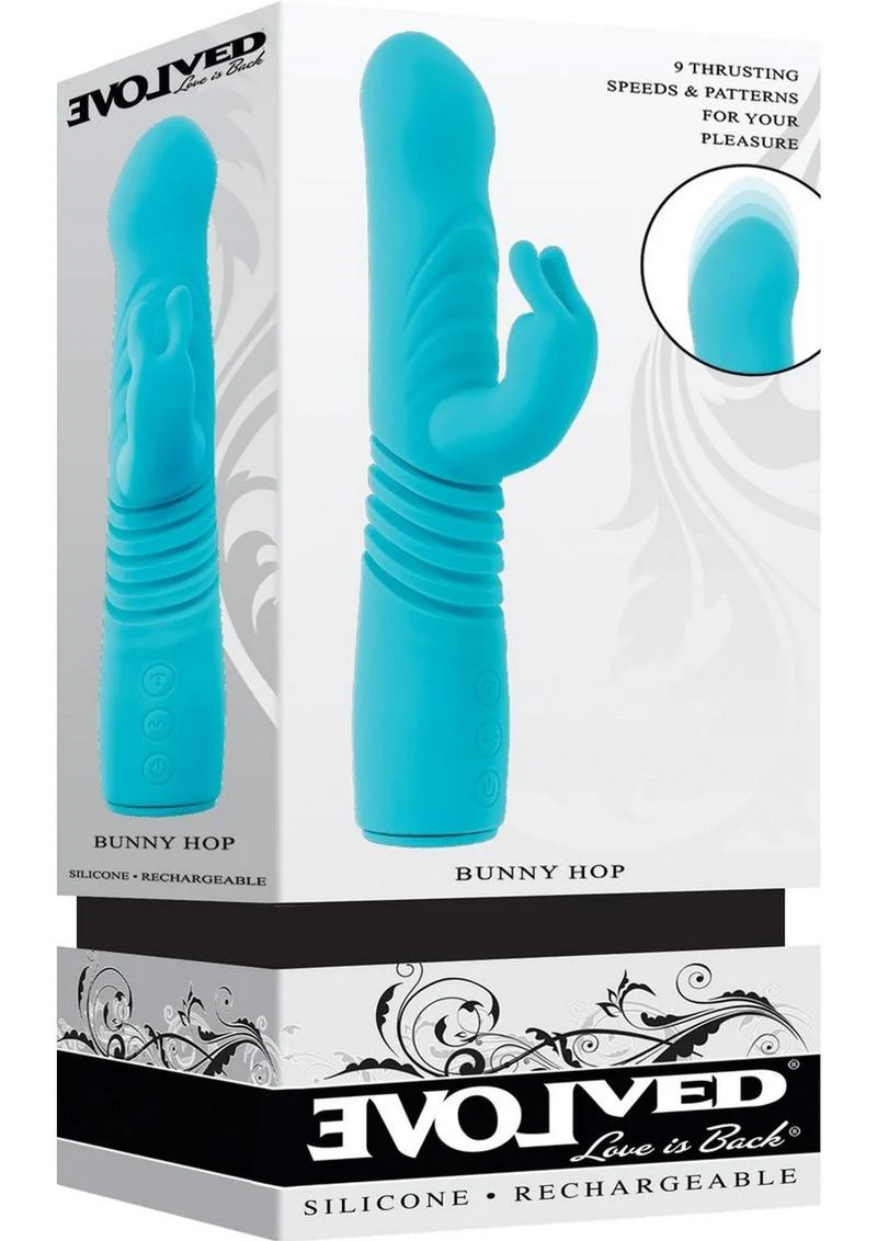 Bunny Hop Rechargeable Silicone Throbbing Rabbit Vibrator - Image 2