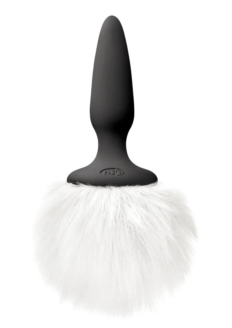 Bunny Tails Mini Silicone Butt Plug - White Fur