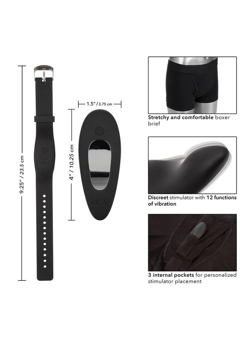 Calexotics Silicone Rechargeable Boxer Brief Panty Vibe with Remote Control - Image 4
