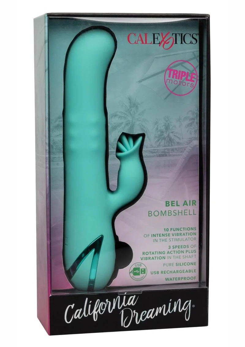 California Dreaming Bel Air Bombshell Rechargeable Silicone Vibrator with Clitoral Stimulator - Image 2