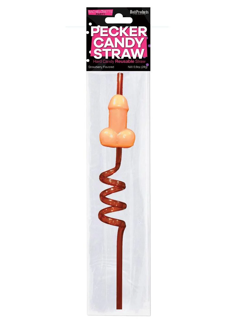 Candy Pecker Straw Strawberry Flavored Lollipop - Image 2
