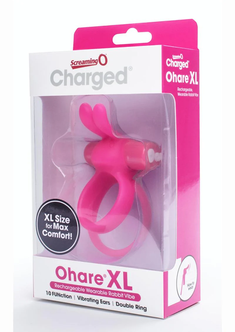 Charged Ohare XL Silicone USB Rechargeable Wearable Rabbit Vibrating Cock Ring Pink (Individual - Image 2