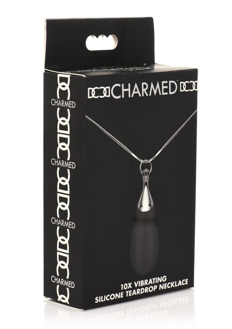 Charmed 10x Vibrating Silicone Teardrop Necklace Rechargeable Stimulator - Image 2