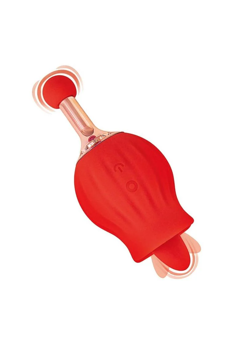 Clit-Tastic Rose Bud Dual Massager Rechargeable Silicone with Clitoral Stimulator - Image 4