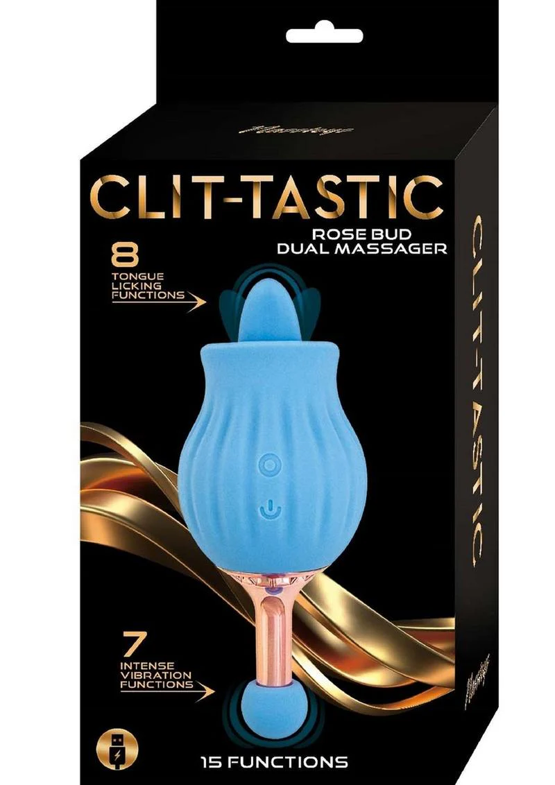 Clit-Tastic Rose Bud Dual Massager Rechargeable Silicone with Clitoral Stimulator - Image 6