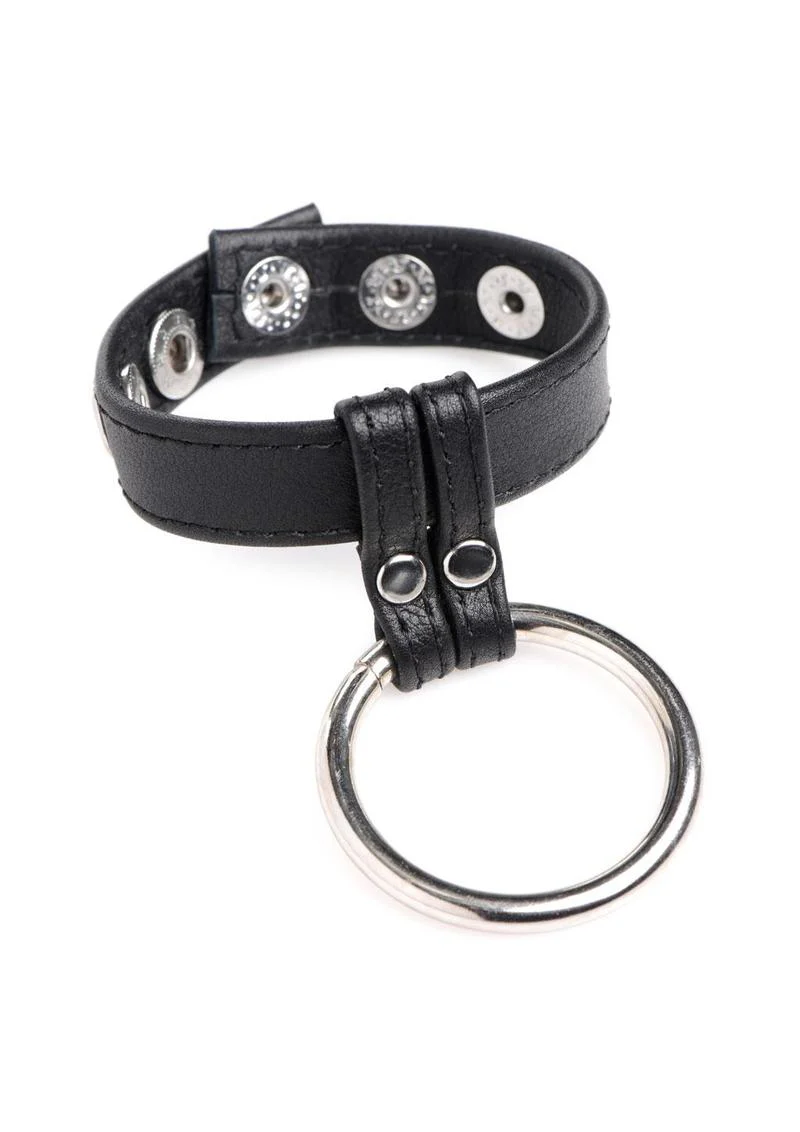 Cock Gear Leather and Steel Cock and Ball Ring