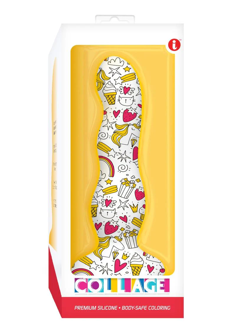 Collage Cupcakes and Unicorns Curvy Silicone Dildo - Image 2